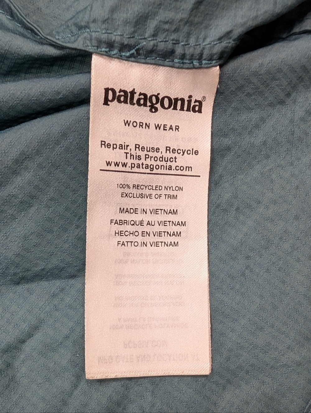 Patagonia Jacket Womens XL Green Teal Houdini Windbreaker Hood Light Packable - Picture 7 of 9
